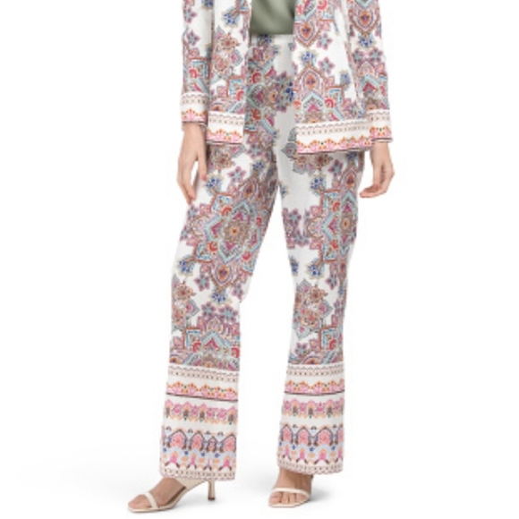 Rachel Zoe Mandala Wide Leg High Rise Pants Linen Womens Size Large Boho Beach - Picture 12 of 12